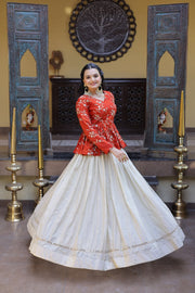 Women’s Floral Embroidered Lehenga With Top Style Festive Outfit