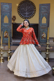 Women’s Floral Embroidered Lehenga With Top Style Festive Outfit