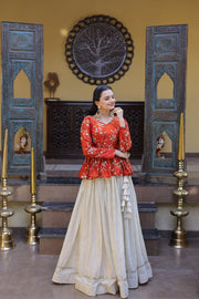 Women’s Floral Embroidered Lehenga With Top Style Festive Outfit
