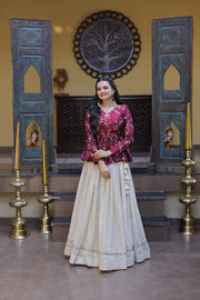 Women’s Floral Embroidered Lehenga With Top Style Festive Outfit