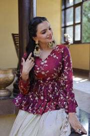 Women’s Floral Embroidered Lehenga With Top Style Festive Outfit