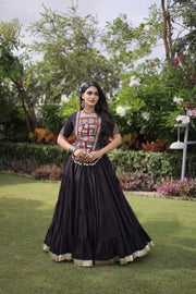 New Cotton Lehenga Choli Set with Kutchi Patchwork Blouse
