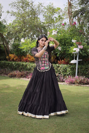 New Cotton Lehenga Choli Set with Kutchi Patchwork Blouse