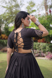 New Cotton Lehenga Choli Set with Kutchi Patchwork Blouse