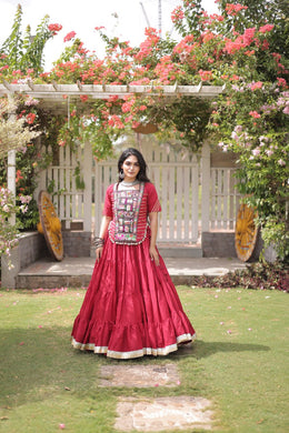 New Cotton Lehenga Choli Set with Kutchi Patchwork Blouse