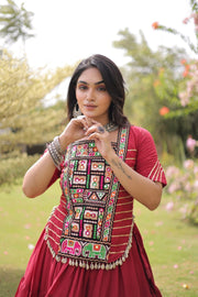 New Cotton Lehenga Choli Set with Kutchi Patchwork Blouse