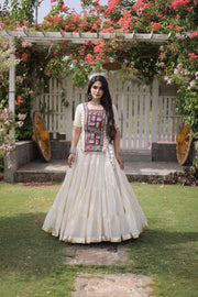 New Cotton Lehenga Choli Set with Kutchi Patchwork Blouse