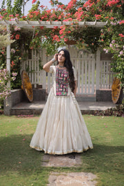 New Cotton Lehenga Choli Set with Kutchi Patchwork Blouse