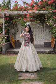 New Cotton Lehenga Choli Set with Kutchi Patchwork Blouse