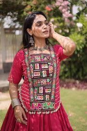 New Cotton Lehenga Choli Set with Kutchi Patchwork Blouse