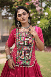 New Cotton Lehenga Choli Set with Kutchi Patchwork Blouse