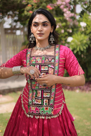 New Cotton Lehenga Choli Set with Kutchi Patchwork Blouse