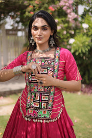 New Cotton Lehenga Choli Set with Kutchi Patchwork Blouse