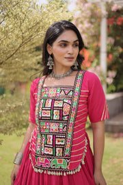 New Cotton Lehenga Choli Set with Kutchi Patchwork Blouse