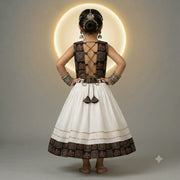 Girls Black and White Printed Lehenga Choli Set with Traditional Ethnic Design