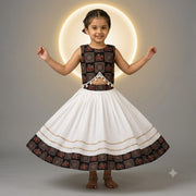 Girls Black and White Printed Lehenga Choli Set with Traditional Ethnic Design