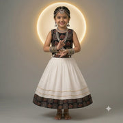 Girls Black and White Printed Lehenga Choli Set with Traditional Ethnic Design