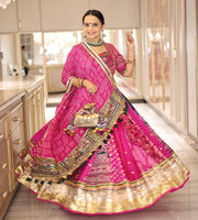 Women’s Pink Gujarati Navratri Lehenga Choli with Mirror Work