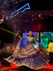 Women’s Navy Blue Special Gujarati Navratri Lehenga Choli