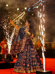 Women’s Navy Blue Special Gujarati Navratri Lehenga Choli