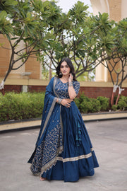 Women’s Glory Satin Lehenga with Zari Sequins Work and Dupatta