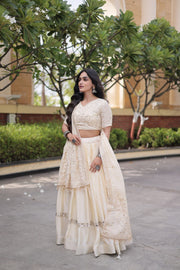 Women’s Glory Satin Lehenga with Zari Sequins Work and Dupatta