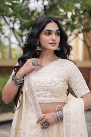 Women’s Glory Satin Lehenga with Zari Sequins Work and Dupatta