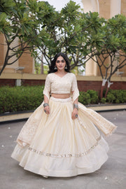 Women’s Glory Satin Lehenga with Zari Sequins Work and Dupatta