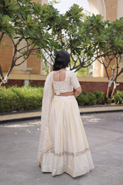 Women’s Glory Satin Lehenga with Zari Sequins Work and Dupatta