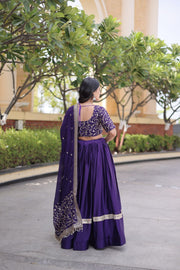 Women’s Glory Satin Lehenga with Zari Sequins Work and Dupatta