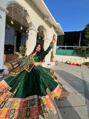 Women’s Green Traditional Gujarati Lehenga For Women