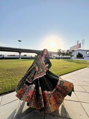 Women’s Green Traditional Gujarati Lehenga For Women