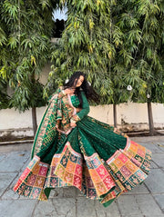 Women’s Green Traditional Gujarati Lehenga For Women