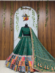 Women’s Green Traditional Gujarati Lehenga For Women