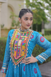Women’s Anarkali Gown with Kutchi Patchwork For Women