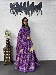 Women’s Bandhani Printed Lehenga Choli Set with Dupatta