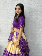 Women’s Bandhani Printed Lehenga Choli Set with Dupatta