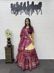 Women’s Bandhani Printed Lehenga Choli Set with Dupatta