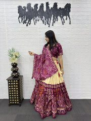 Women’s Bandhani Printed Lehenga Choli Set with Dupatta