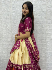 Women’s Bandhani Printed Lehenga Choli Set with Dupatta