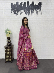 Women’s Bandhani Printed Lehenga Choli Set with Dupatta