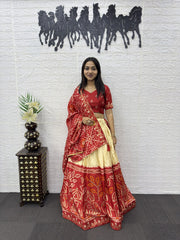 Women’s Bandhani Printed Lehenga Choli Set with Dupatta