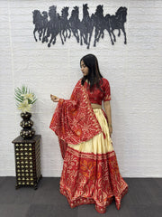 Women’s Bandhani Printed Lehenga Choli Set with Dupatta