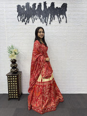 Women’s Bandhani Printed Lehenga Choli Set with Dupatta