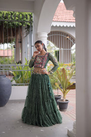 Women’s Bandhani Print Lehenga Choli with Kutchi Patchwork