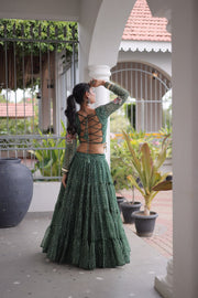 Women’s Bandhani Print Lehenga Choli with Kutchi Patchwork