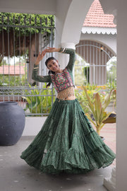 Women’s Bandhani Print Lehenga Choli with Kutchi Patchwork