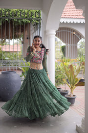 Women’s Bandhani Print Lehenga Choli with Kutchi Patchwork