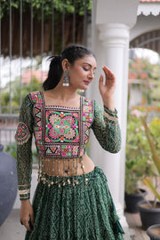 Women’s Bandhani Print Lehenga Choli with Kutchi Patchwork