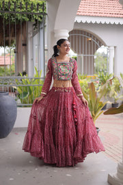 Women’s Bandhani Print Lehenga Choli with Kutchi Patchwork